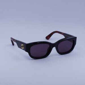 Gucci GG1667SK 003 Sunglasses Black/Havana Rectangle Frame, Violet Lenses